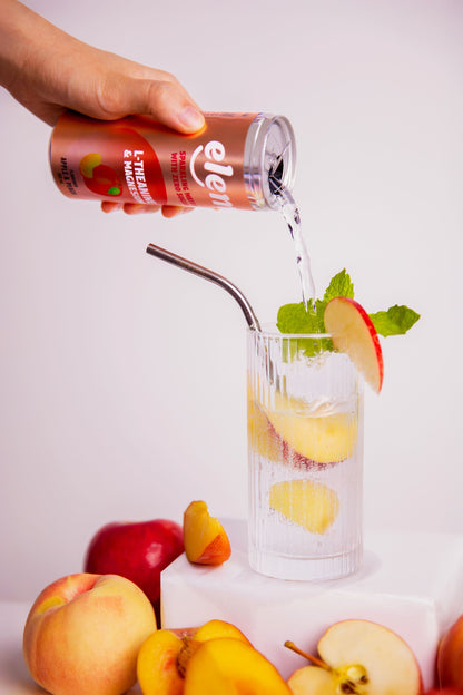 functional sparkling drink with magnesium and l-theanine, apple peach product use